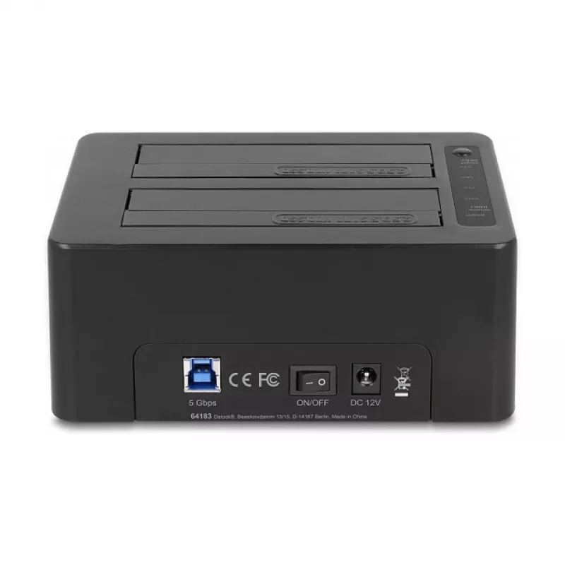 Estación de acoplamiento USB doble DeLOCK para 2 x SATA HDD SSD con función de clonación y lector de tarjetas