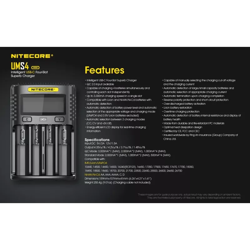 Cargador Nitecore UMS4