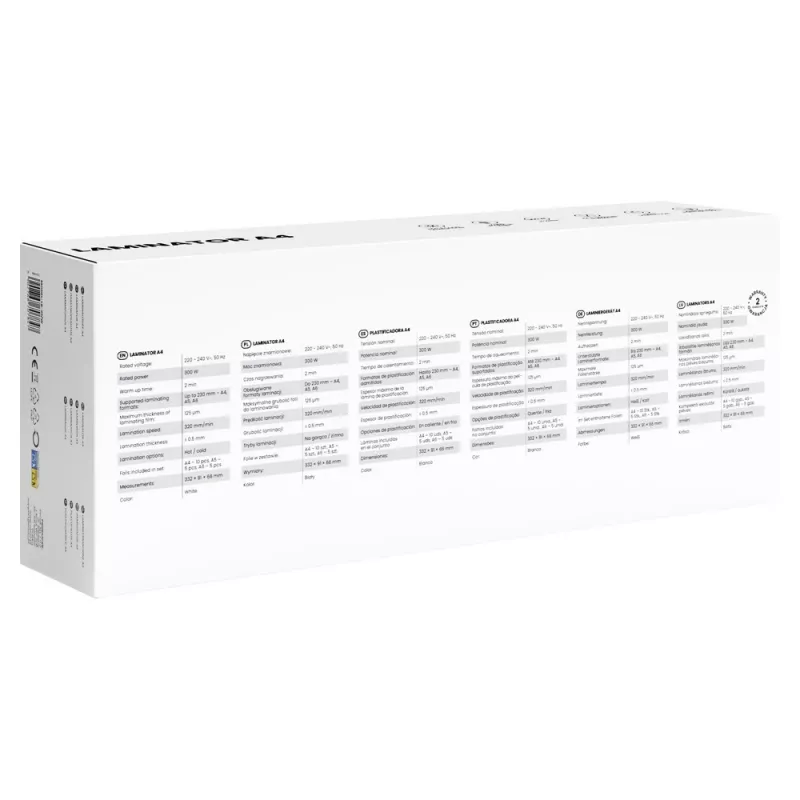 Plastificadora en frío/calor SAVIO LR-01/W — ancho máx. 230 mm, 320 mm/min, 300 W, blanca