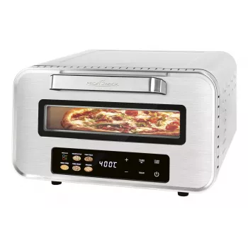 Horno para pizza ProfiCook PC-PO 1323 – horno de pizza de sobremesa, 1 pizza, 2100 W, acero inoxidable, temporizador digital