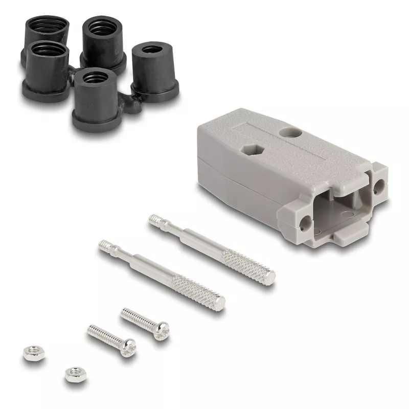 DeLOCK 67030 carcasa D-Sub de plástico para conector macho / hembra de 9 pines con juntas de goma