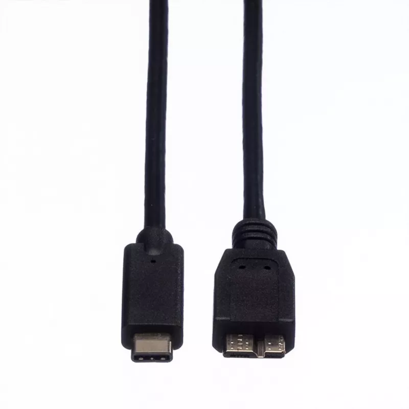 ROLINE - Cable USB - Micro-USB 3.0 Tipo B (M) a USB Tipo C (M) - 1 m - Negro (11.02.9006)