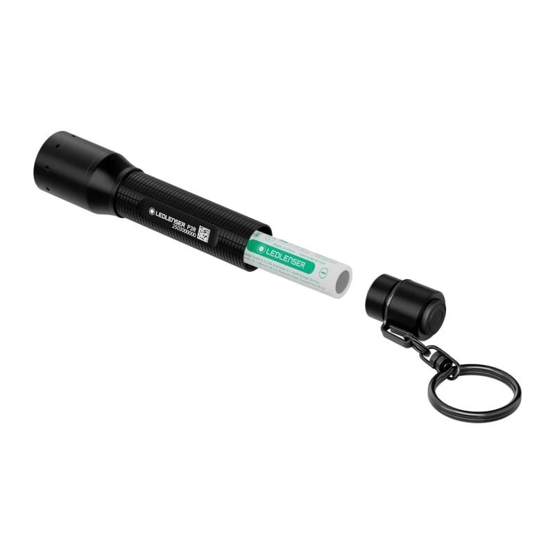 Linterna Ledlenser P3R negra — linterna LED compacta recargable para llavero