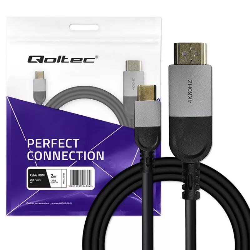 Cable USB-C a HDMI QOLTEC 50438 — 2 m, 4K 60 Hz