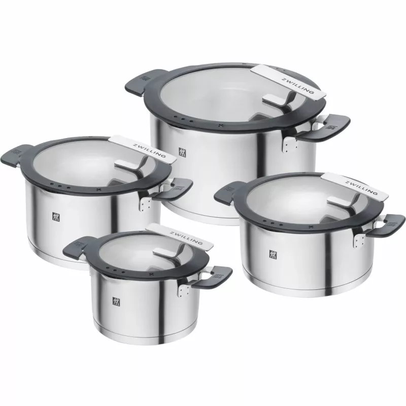 ZWILLING SIMPLIFY 66870-004-0 set de ollas acero inoxidable 4 pzas. plata negro