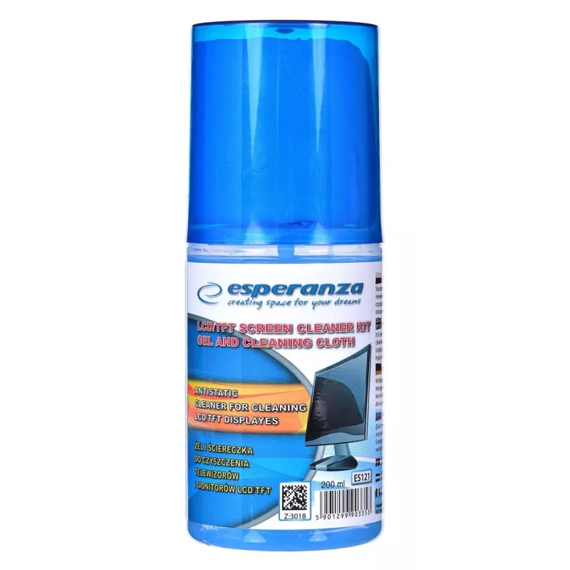 Set de limpieza de pantallas ESPERANZA ES121 para LCD/TFT/Plasma, 200 ml