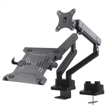 Soporte de mesa doble para monitor y portátil MACLEAN MC-813 para pantallas de 17–32