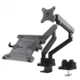 Soporte de mesa doble para monitor y portátil MACLEAN MC-813 para pantallas de 17–32 inch, VESA 75x75/100x100