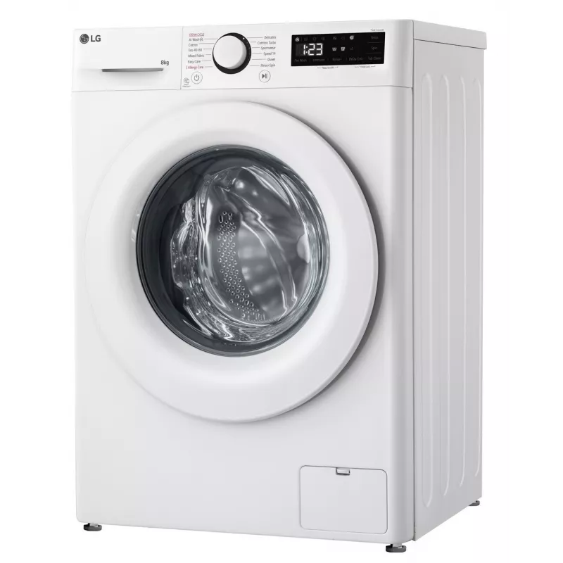 LG | Lavadora | F2WR508SWW | Clase de eficiencia energética A-10% | Carga frontal | Capacidad de lavado 8 kg | 1200 rpm | Profundidad 47,5 cm | Anchura 60 cm | Pantalla | LED | Función vapor