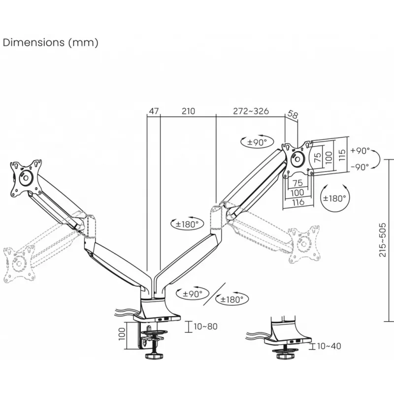 Soporte de mesa ART para 2 monitores LCD 17-35''