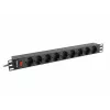 Lanberg PDU-09F-0300-BK PDU para rack 1U, 9x Schuko, 16 A, 3 m, negro