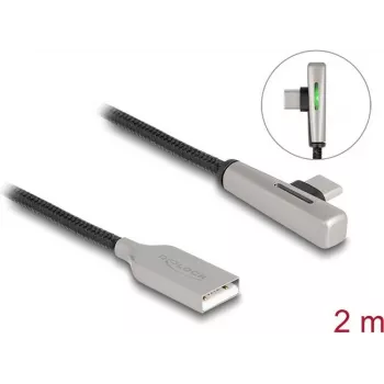 Cable DeLOCK USB 2.0 conector macho Type-A a conector macho Type-C en ángulo 60W 2 m