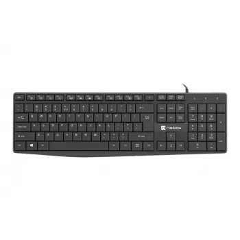 Teclado con cable de tamaño completo NATEC NAUTILUS NKL-1950 — USB, QWERTY US International, 105 teclas, negro
