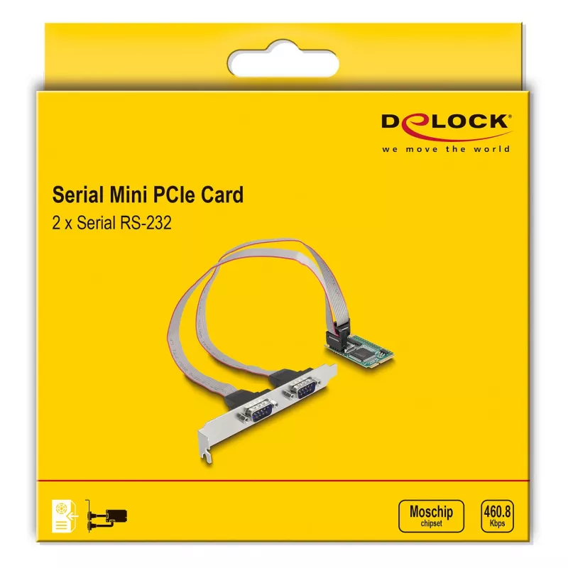 Tarjeta DeLOCK Mini PCIe Full-Size a 2 x Serie RS-232 D-Sub 9 pines