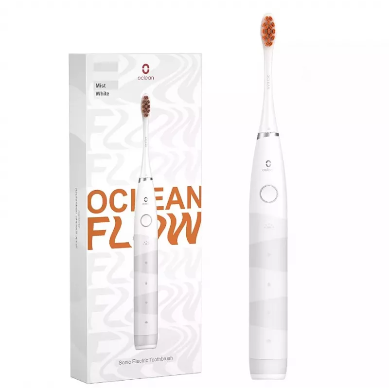 Cepillo de dientes sónico OCLEAN FLOW Adultos — a pilas, modo blanqueamiento, temporizador integrado, velocidad ajustable, 255 mm de altura, blanco, 0,13 kg, 1 mango + 1 cabezal de cepillo