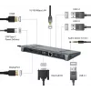 Dock para portátil Gembird A-CM-COMBO9-02 USB 3.2 Gen 1 Type-C, HDMI, VGA, 3×USB-A, Gigabit Ethernet, 87W PD, gris