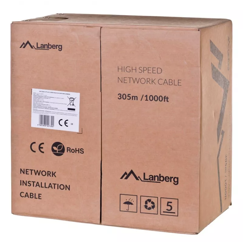 Cable de red Lanberg LCU6-12CU-0305-S 305 m Cat6 U/UTP (UTP) gris