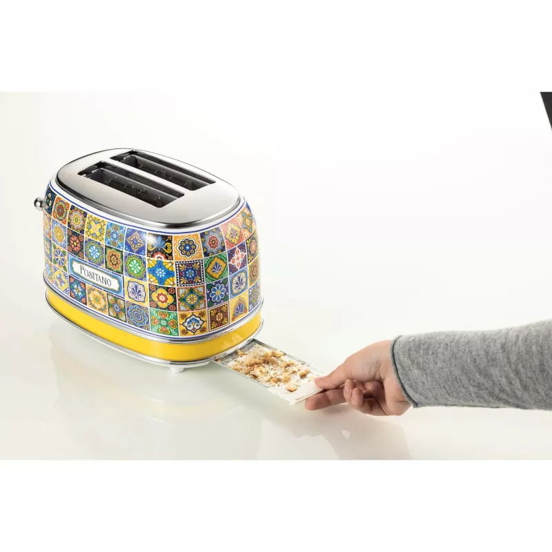 Ariete 155 Tostadora Positano, 810 W, 2 rebanadas, 6 niveles de tostado, bandeja recogemigas, función de descongelación, expulsión automática, sin pinzas