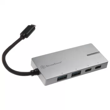 Adaptador USB 3.1-C SILVERSTONE SST-EP09C – conectividad USB-C a USB-A, acabado plata