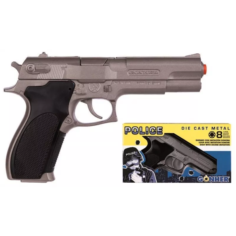 Pistola de dardos de juguete Pulio Police GONHER 45/0 15545 — modelo con mecanismo de resorte de un solo disparo