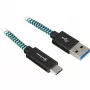 Cable USB 3.2 Gen 2, conector macho USB-A > conector macho USB-C (negro/azul claro, 1 metro, con funda)