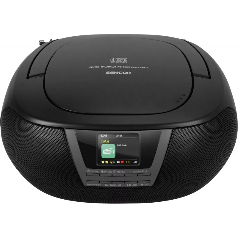 Sencor SPT 6200DB boombox con reproductor CD/MP3 y radio, DAB+/FM, Bluetooth, USB, AUX, 3 W, negro