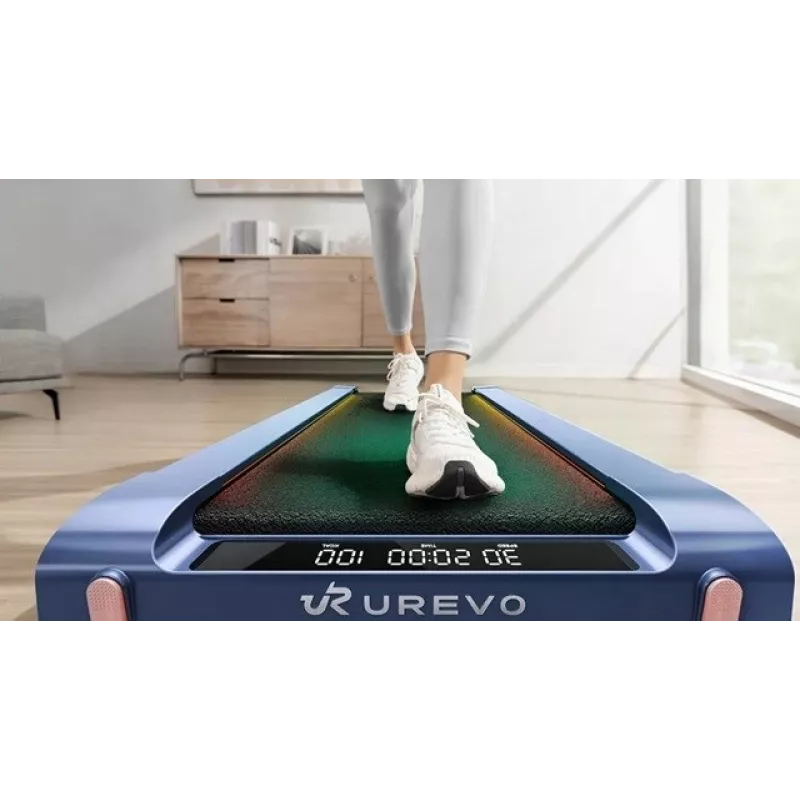 Cinta de correr UREVO CyberPad — superficie de carrera 419×1099 mm, motor 2,5 PS, velocidad 0,6–4 km/h, peso máximo de usuario 120 kg