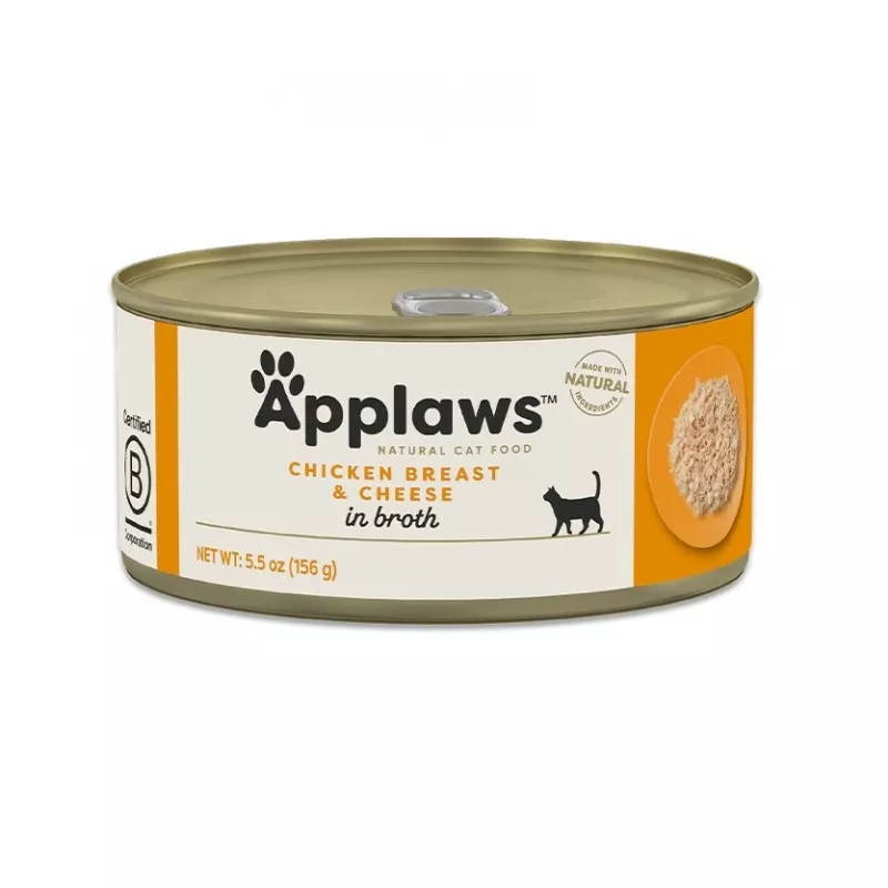 Applaws pechuga de pollo con queso en caldo, 156 g, comida húmeda para gatos adultos