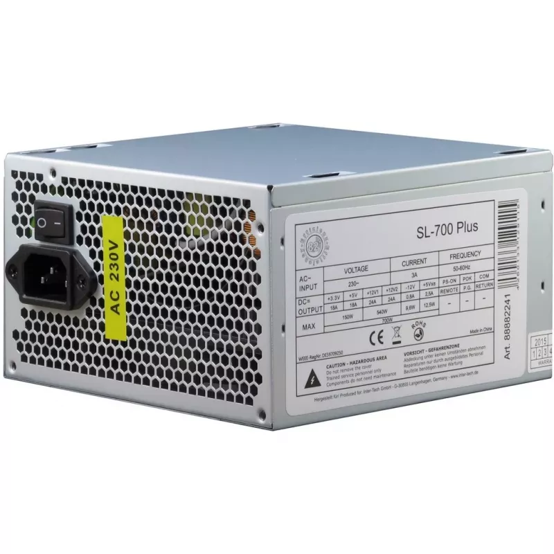 Inter-Tech SL-700 Plus - Fuente de alimentación (interna) - ATX12V 2.4 - AC 230 V - 700 Watt - PFC activo (88882141)