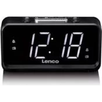 Despertador digital Lenco CR-28BK con radio FM y función de carga USB