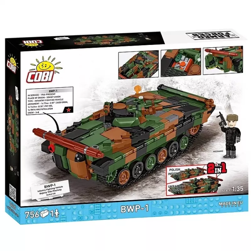 Set de bloques Cobi Armed Forces BWP-1 2630 — set modelo del vehículo de combate de infantería anfibio polaco-ucraniano