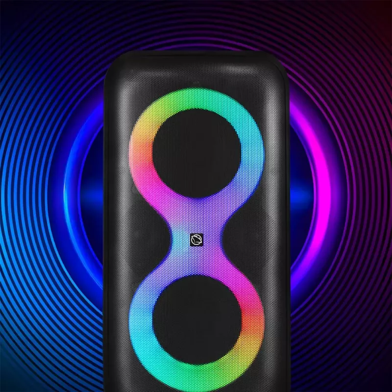 Equipo de música portátil MANTA SPK0401B100 altavoz Bluetooth, 100 W de potencia máxima, radio FM, karaoke, batería integrada, X-BASS
