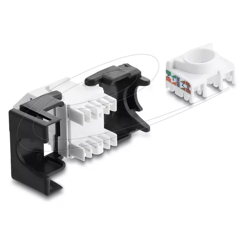 Módulo Keystone DELOCK conector hembra RJ45 a LSA Cat.6 acodado 45° no apantallado negro