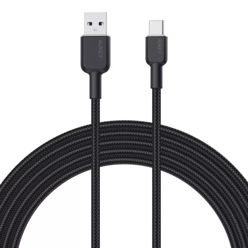 Cable USB-A a USB-C Aukey CB-NAC1, 1 m, nailon trenzado, USB PD 60 W, USB 2.0