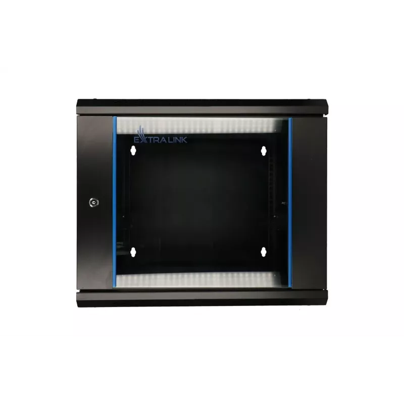 Caja rack Extralink 6U 600x600 AZH negra montaje en pared, abatible