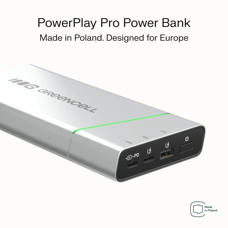 Batería portátil Green Cell BPLGC20P 20800 mAh litio-ion, USB-C PD 65W, 2x USB-C + 1x USB-A, carcasa de aluminio