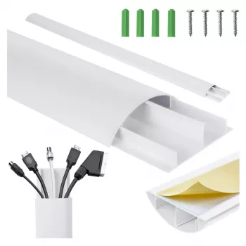 Canaleta de aluminio MACLEAN MC-814 W blanca — organizador de cables, perfil rígido de aluminio para ocultar cables