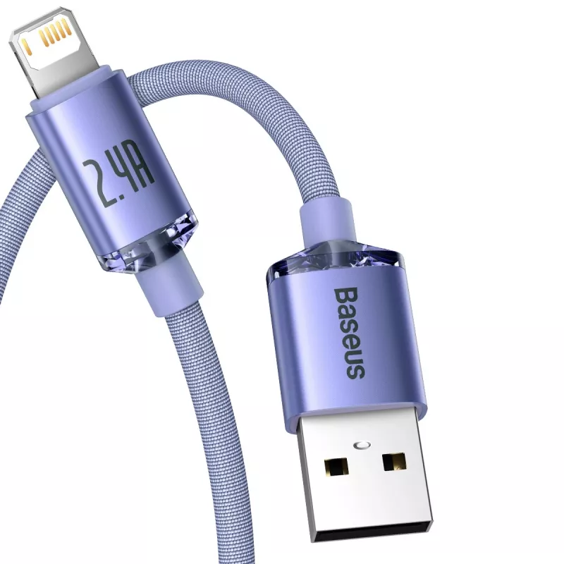 Cable Baseus Crystal Shine USB a Lightning, 2,4A, 2m (lila)