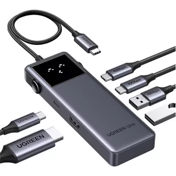 Ugreen Uno - hub - 6 en 1 USB-C – 1 x HDMI + 2 x USB-C 3.2 Gen 2 + 2 x USB-A 3.2 Gen 2 + 1 x USB-C (alimentación) (35998)