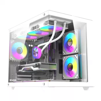 Caja de PC DarkFlash B275 PRO (blanca) con 6 ventiladores