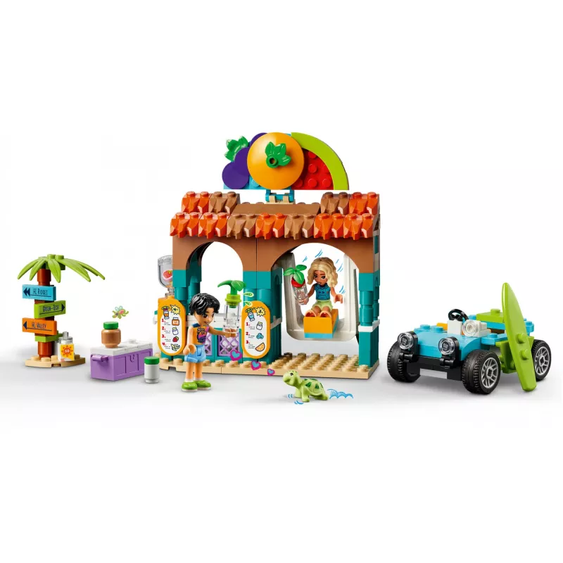LEGO Friends Puesto de Smoothies de Playa, set de juego infantil con comida de juguete, idea de regalo para niñas y niños a partir de 6 años con 2 minipersonajes, una figura de tortuga y un