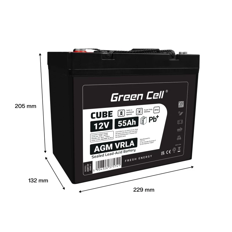 Batería AGM VRLA 12V 55Ah IP54