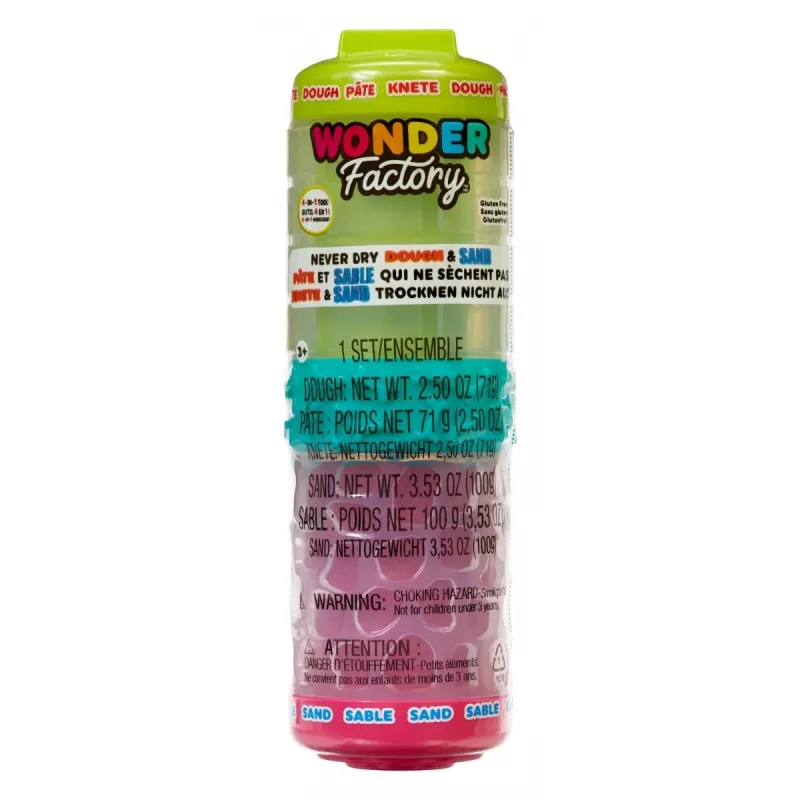 Plastilina Wonder Factory Never Dry Dough, verde lima, rosa