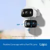 TP-Link Tapo C246D cámara de seguridad de interior / exterior con doble objetivo y movimiento horizontal/vertical, 2K 3MP (2304×1296), gran angular de 125° + teleobjetivo de 6 mm, IP65, Wi-Fi, microSD de hasta 512 GB