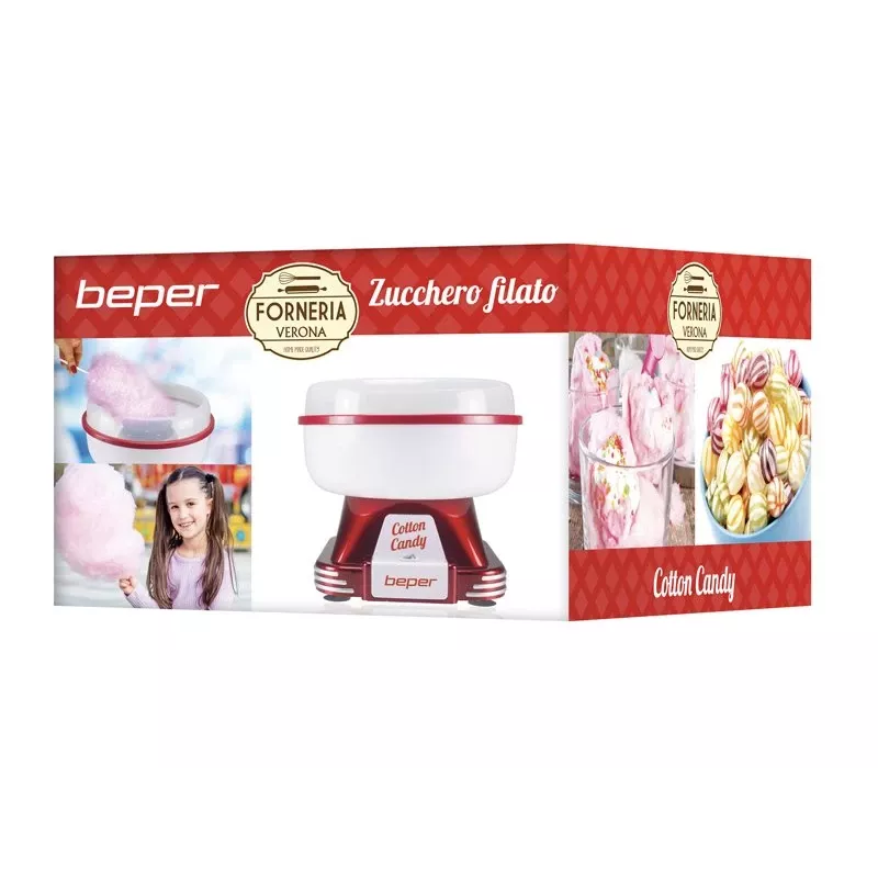 Máquina de algodón de azúcar Beper P101CUD250 250W, máquina de sobremesa compacta para casa y pequeños eventos