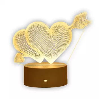 Lámpara de noche Extralink HOME ilusión óptica 3D 'Pierced Hearts' lámpara de mesita USB