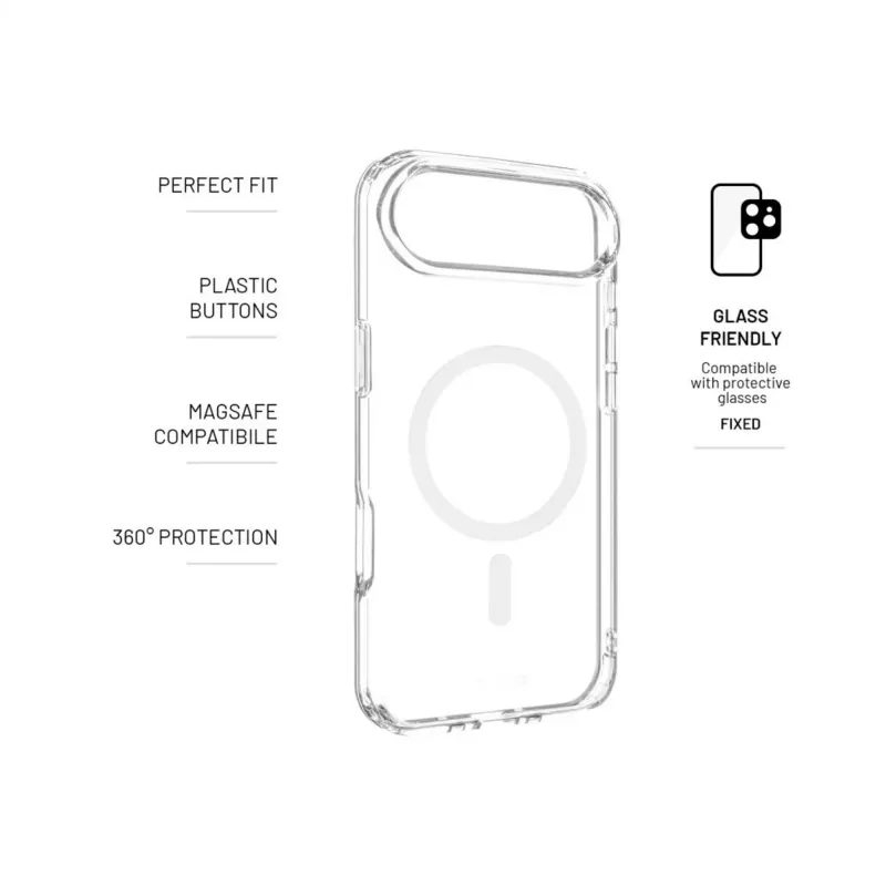 Tapa trasera protectora FIXED para Apple iPhone Air – capa interior de TPU transparente + carcasa exterior de PC, soporte MagSafe
