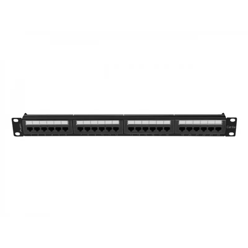 Patch panel 1U LANBERG PPUA-1024-B, 24 puertos, Cat6a, U/UTP, rack 1U, profundidad 102 mm, metal, negro