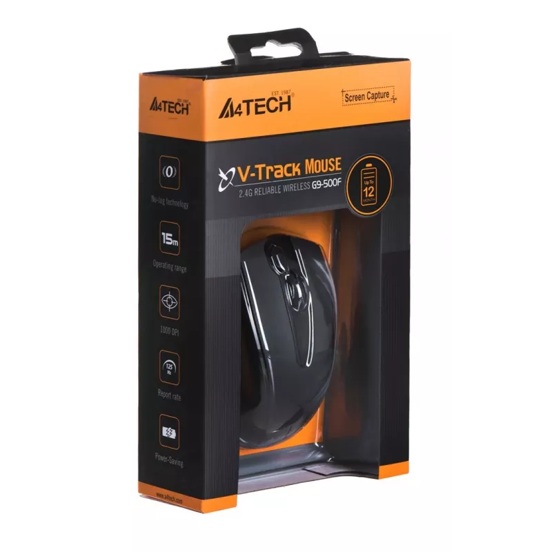 Ratón inalámbrico RF A4Tech G9-500F, para diestros, 1000 DPI, receptor nano 2,4 GHz, alcance 15 m, pila AA