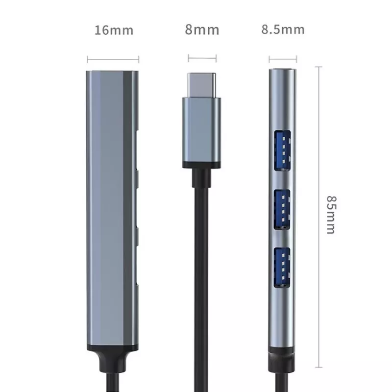 Hub USB QOLTEC 53792, USB-C 3.1 a 4 puertos (USB 3.0 x1, USB 2.0 x3)
